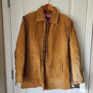 Excelled Collection Leather Jacket Womens L Button Pockets